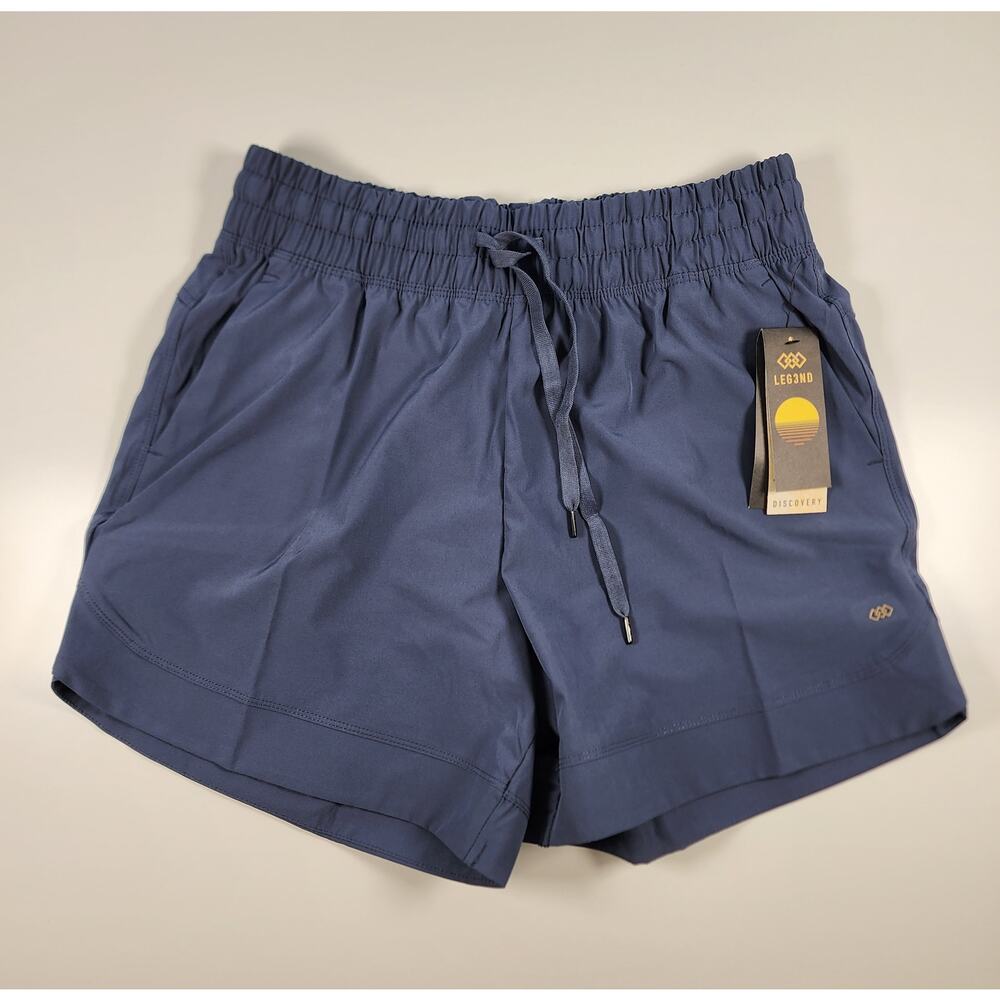 LEG3ND Women’s Athletic Shorts Blue Stretch Drawstring Running Gym M NWT